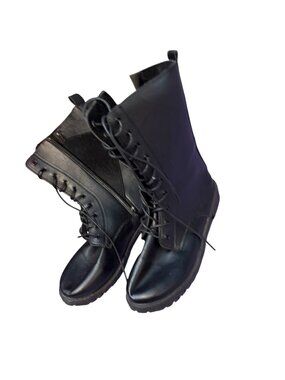 Black Combat Boots Lace-Up Side Zip Women’s Size 10 (EU 42) – Chunky Lug Sole